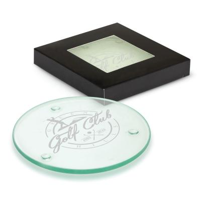 China Sustainable clear round glass drink coaster white sublimation glass coaster with low price for sale