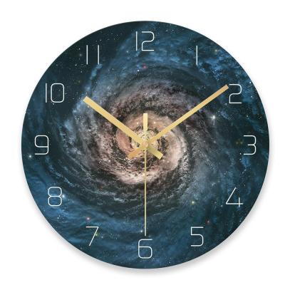 China Antique Style Quartz Galaxy Space Round Wall Clock Modern Design 30cm for sale