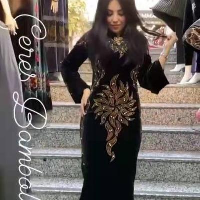 China YIBU Eco-Friendly Elegant and Modern Abayas DMuslim Shinning Dress Dubai Women Kaftan Dress Long Dress Tank Top Dubai Clothing Muslim Rhinestone Dress for sale