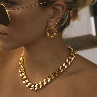 China punk 15mm punk jewelry blogger punk jewelry gold plated cuban chain ladies 15mm for sale