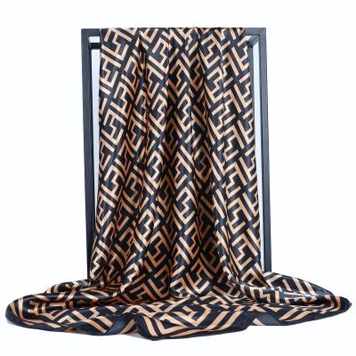 China Shawl Scarf Letter Printing New Style Scarf Seaside Travel Shawl Hijab Women's Silk Square Scarf 90*90cm Large for sale