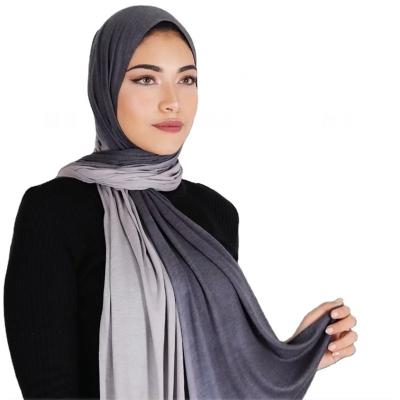 China New Cotton Shawl Scarf Women Elastic Mercerized Modal Hand Painted Scarves Dye Two Color Gradient Cotton Hijab for sale