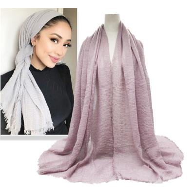 China Hot Selling INS Shawl Scarf Solid Color Cotton and Fleece Scarf Ladies Hijab Indonesia Casual Hijab for sale