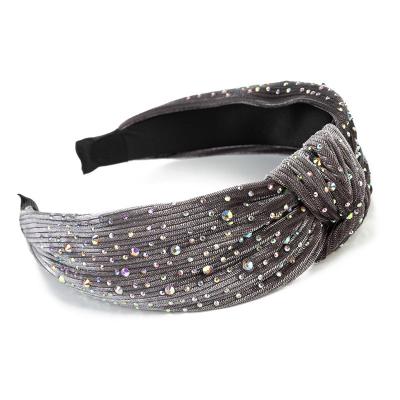 China Fashion Wholesale Fashion Central Statistical Institute of Korea Glitter Rhinestone Hair Circle Sequin Headband Knot Hair Band for sale