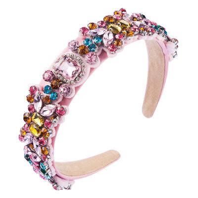 China European and American Popular Luxury Elastic Headband Hairbands Bling Women Hair Accessories Hotselling Style Colorful Rhinestone Headbands for sale