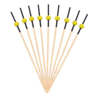 China Disposable Black Ball Yellow Ball Decorative Bamboo Toothpick Food Bead Picks for sale