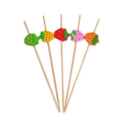 China Food Grade Biodegradable Farm Strawberry Decorative Bamboo Tooth Pick For Fruit for sale