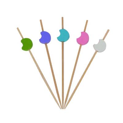 China Heat Resistance Part Provides Big Moon Food Grade Colorful Bamboo Decoration Fruit Picks for sale