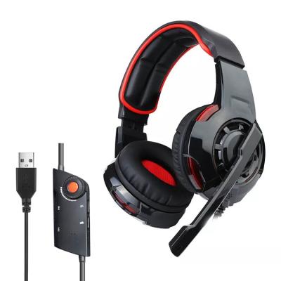 China Support Wired USB Wired Headset 7.1 Surround Stereo Sound Effect Cable Tactical Headset And Microphone PC Gamers 7.1 Gaming Wholesale Driver for sale