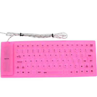 China Multi Color Washable Rubber Silicone Plug and Play Flexible Keyboard 85 Flexible USB Language Cable Foldable Keyboard For PC for sale