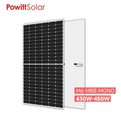 China Solar Power Efficiency Tier 1 Quality 166mm PERC Half Cell Factory Cheap Price 450w PV Mono Solar Panel Module for sale