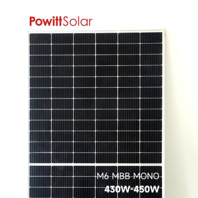 China Hot Sale A T1 Powitt Solar Power System Powitt High Efficiency CE Quality Grade ISO 166mm ISO 166mm PV Mono Solar Panel MBB PERC Half Cell 430w 440w 450w CE TUV for sale