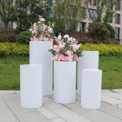 China Noble Large Round Cylinder Column Pedestal Display White Acrylic Flower For Wedding And Party for sale