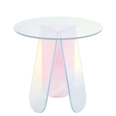 China Colorful Customized Colorful Rainbow Round Coffee Table Display for sale