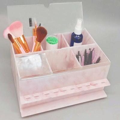 China Acrylic Plastic Lucite Crystal Plexiglass Marble Makeup Organizer, Cosmetic Storage with Drawer for sale