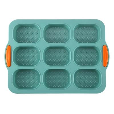 China 9 Grids Loaf Mold Sustainable Tool Cake Silicone Mold Non-Stick Baking Bakeware for sale