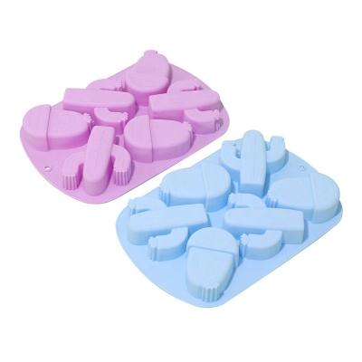 China Viable Food Grade 6 Holes Diy Cactus Silicone Mold For Cake Baking Mold for sale