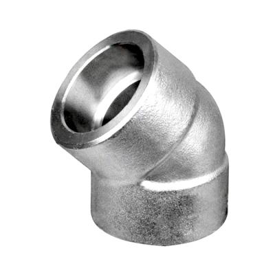 China Carbon Steel ASTM A105 5 Inch Threaded 45 Degree Socket Weld Carbon Steel Pipe Elbow Pipe Fitting Elbow for sale