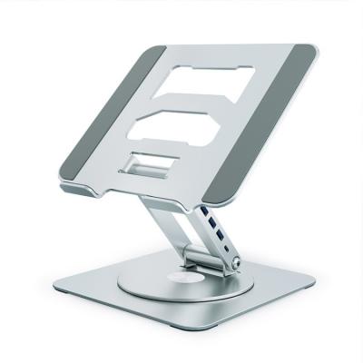 China Newest Carbon Steel Aluminum Notebook Stand Adjustable Laptop Holder Foldable 360 Rotating Laptop Stand for sale