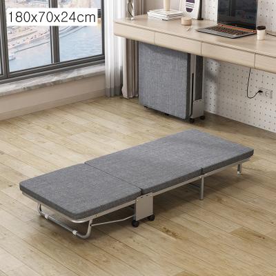 China Rollaway Folding Bed with Mattress Portable Camping Cot Guest , Office Movable Nap Sleeper Wheels Sturdy Metal Frame for sale