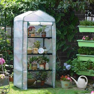 China NATURE Pressure Treated Wood 4Tier Garden Greenhouse PE Cover Roll-Up Zipper Door Portable Waterproof Cloth Tent Grow Seeds for sale