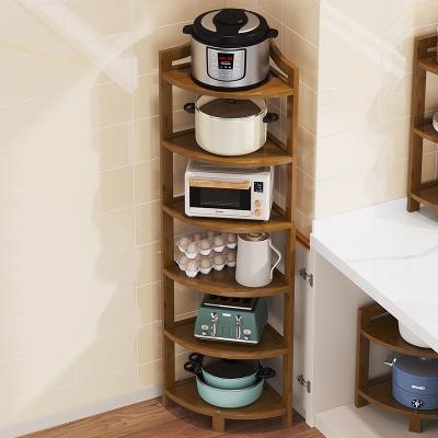 China Mail Packing Y Bamboo Corner Shelf Storage Rack Free Standing Kitchen Multi-Layer Multipurpose Shelving Unit for sale