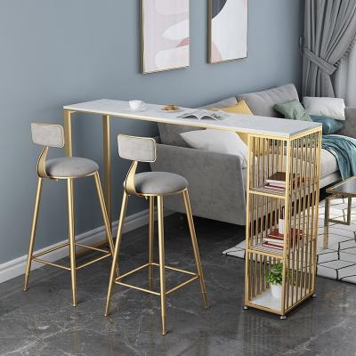 China High Milk Tea Shop Home Dining Chairs with Storage Compartment Modern Iron Marble Bar Table and General Home Furniture for sale