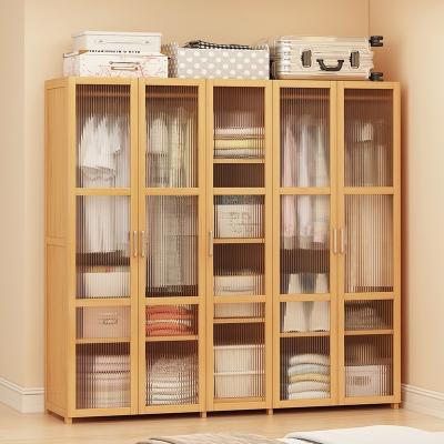 China Bedroom Furniture Wardrobe with Hanging Rod Clothes Organizer Storage Shelves Freestanding Closet Cabinet for sale