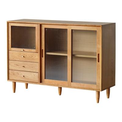 China Japanese Wood Sideboard Solid Living Room Dining Furniture Nordic Kitchen Storage Cabinet for Small Apartment for sale