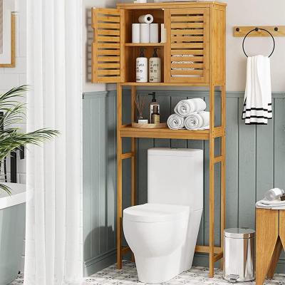 China Tall Bathroom Toilet Storage Cabinet Organizer Rack with and Adjustable Shelves Freestanding for sale