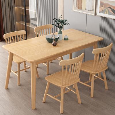 China Kitchen Dining Room Rectangle Table Set with 4 Upholstered Chairs, Solid Wood for Small Space Apartment Windsor Chair for sale