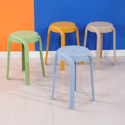 China Thickened Household Round Stackable Dining Table Fashion Windmill High Plastic Stool Dining Chair for Home Furniture for sale