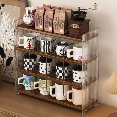 China Countertop Drinking Cup Storage Cabinet Multi-layer Rack Water Box Wine Glass Mug Coffee for sale