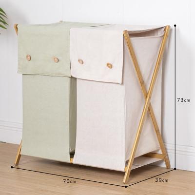 China Metal Type Storage Baskets Laundry Sorter Collapsible Hamper Basket with Bag Organizer Cart For Clothes Storage Dirty 50*40*30cm for sale