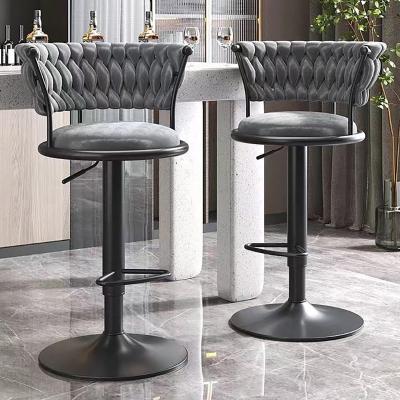 China Vintage Bar Stools with Back and Footrest Counter Height Dining Chairs, Adjustable Seat Stool Small Gold Legs for sale