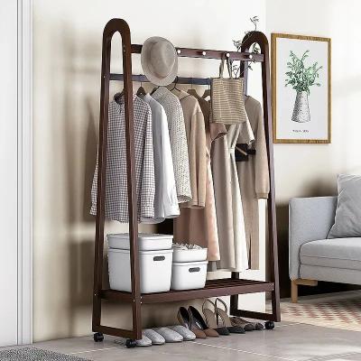 China 50cm Clothing Garment Rack Coat Multifunctional Bedroom Hanging Organizer Wardrobe Storage Shelves for sale