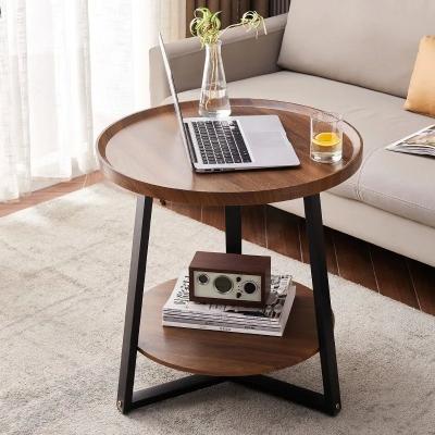 China Living Room Wooden Round Double Side Coffee Table for Small Apartment Simple Computer Desk and Convenient Breakfast for sale