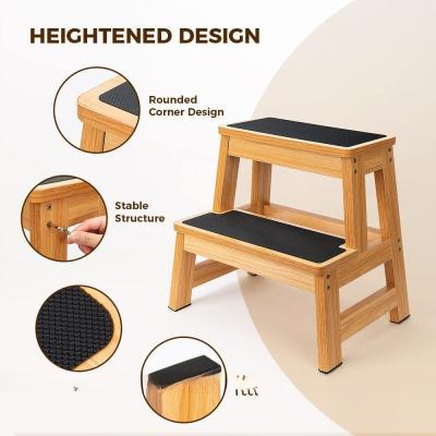 China Home Stool Ottoman Kids Step Stools for Toddlers Bathroom Wood Toddler Kitchen Counter Sink Baby 2 Foot for sale