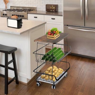 China Kitchen Storage Rolling Cart 3/4 Layer Metal Removable Portable Sundries Rack with Wheel Outdoor Bathroom Organizer for sale