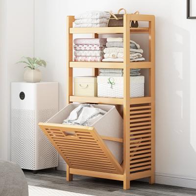 China 50*40*30cm Tilt-Out Laundry Hamper Basket Organizer with Storage Shelf and Thickness 9 wire Bathroom Cabinet Rack Shelf for sale