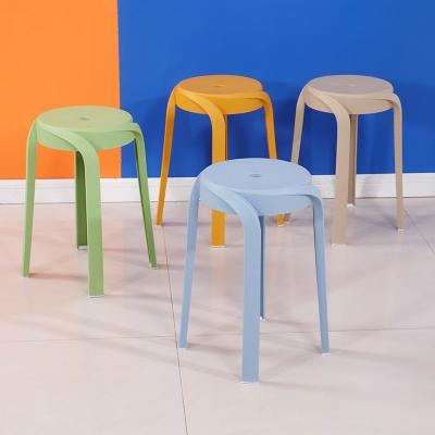 China Plastic Stool Dining Room Furniture Household Adult Thick Round Seater Modern Simple Nordic Chair Stacked Stool Celebrity for sale