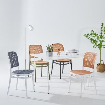 China Modern Simple Restaurant Table with Backrest Stackable Stool Dining Chair Household Plastic Rattan for sale