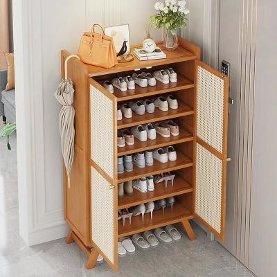 China Breathable Shoe Cabinet with Doors, Freestanding Entrance Multi-layer Storage Rack for sale