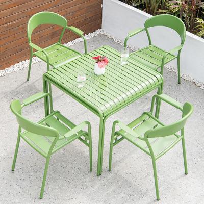 China Waterproof Design Home Bar Leisure Anti Rust Aluminium Metal Garden Dining Table Set for Outdoor Patio Furniture NO Folded for sale