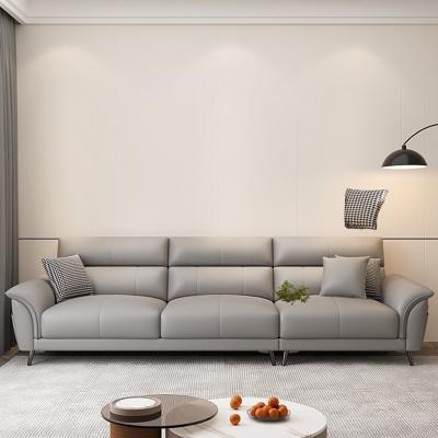 China Small Apartment Living Room Nordic Light Luxury Fabric Sofa with Wooden Legs Straight Row 3/4-Seat Couch for sale