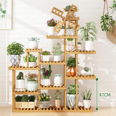 China BAMBOO Decorative Flower Pots Stand 5-Layer Wood Display Rack for Green Plants Organizer Shelves Indoor and Outdoor for sale