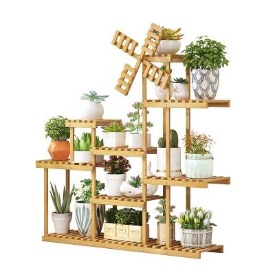 China Modern Luxury Decorative Flower Pots Organizer Shelves, Wood Display Rack for Green Plans in Living Room for sale