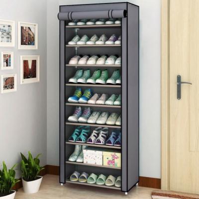 China Large Capacity Foldable Plastic Shoe Rack Simply-Assembled Simple Fabric with Zip Non-Woven Porte Chaussures for Shoe Storage for sale