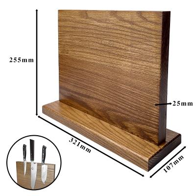 China Grandsharp Ashtree Double Wooden Knife Block Double Sided Magnetic Carbonized Kitchen Knife Holder Stand Kitchen Accessories for sale