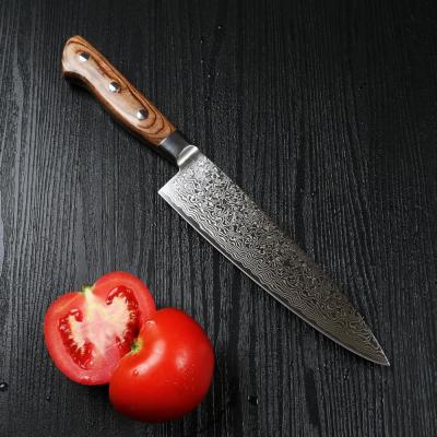 China Viable Professional 8 Inch Damascus Steel Chef Knife With Forged Pakka Handle Kitchen Knife Set for sale